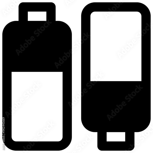 Batteries. Outlined stroke vector icon with black-filled details.