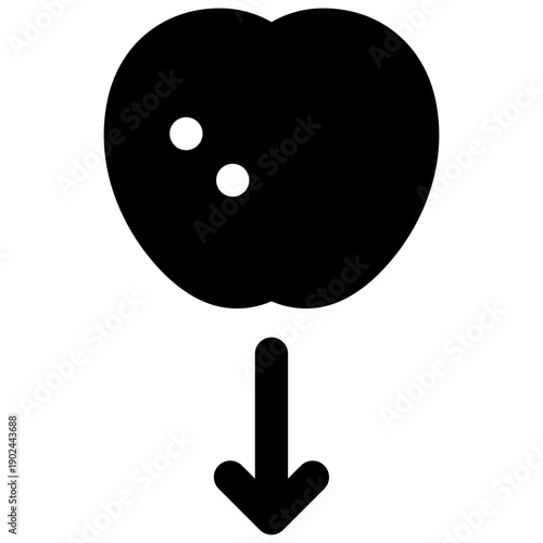 Gravity. Outlined stroke vector icon with black-filled details.