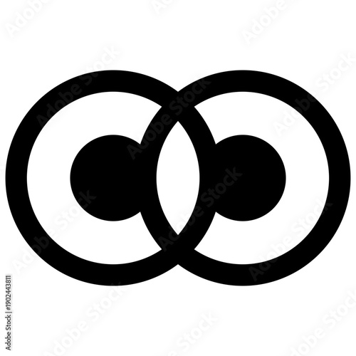 Wave interference. Outlined stroke vector icon with black-filled details.