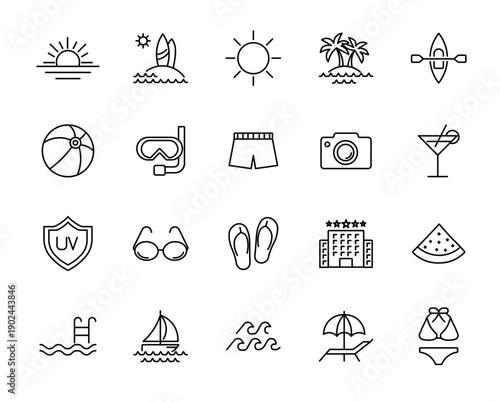 Summer Vacation icon set.