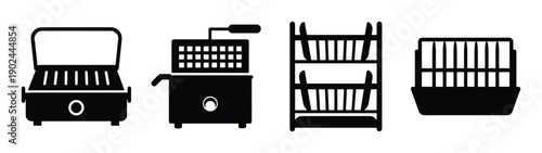 A set of baby crib and playpen silhouettes in a modern nursery design