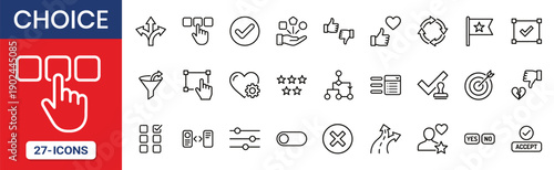 Choice And Decision Making Thin Line Icon Set