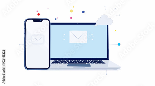 Email Communication Concept with Laptop and Smartphone Illustration