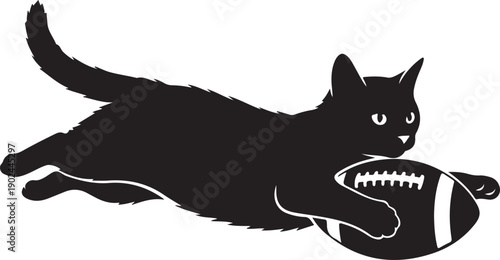 Cute cat  with ball silhouette design 