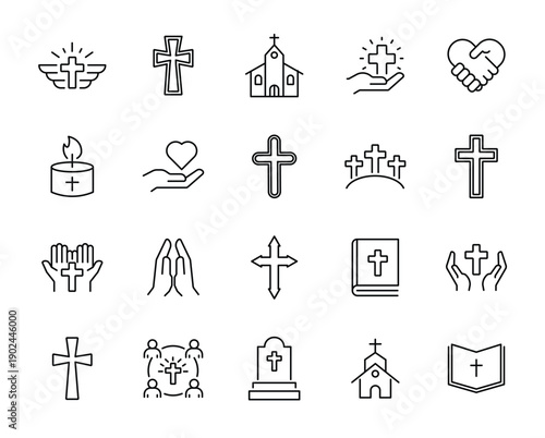 Christian Cross icon set.