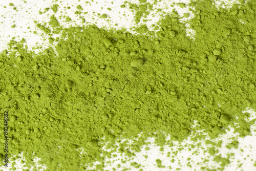 Matcha tea, matcha powder isolated on a white background.