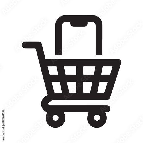 Shopping cart icon combined with a smartphone screen