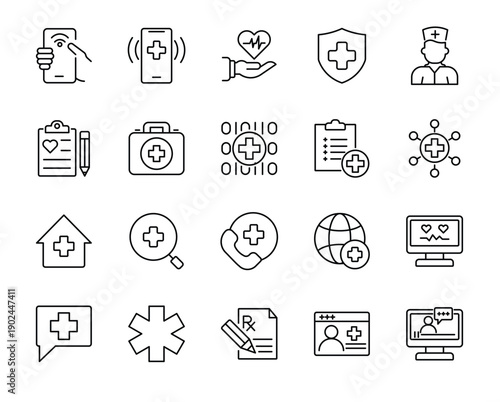 Digital Healtcare icon set.