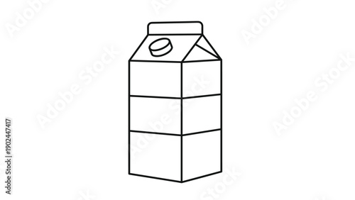 Minimalist black and white line drawing of a milk carton for grocery store icons dairy product packaging and simple kitchen graphics.