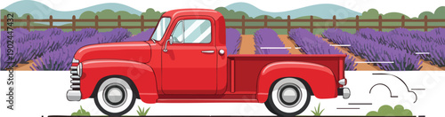 Vintage Red Pickup Truck Illustration 1.
