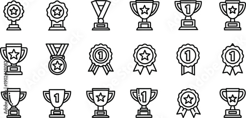 Trophy and Medal Icons for Victory and Achievement