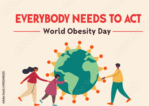 people holding hands around the earth on world obesity day