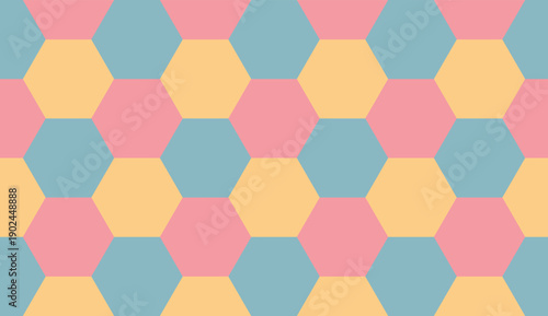 Pastel colorful hexagonal honeycomb seamless background