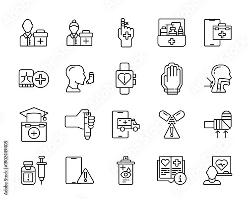 Frist Aid icon set.