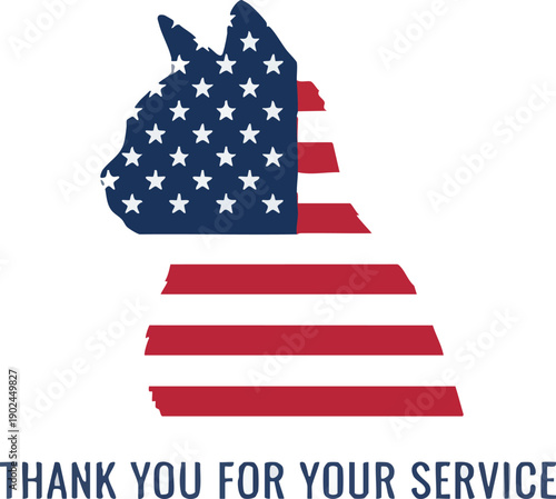 Patriotic Cat Silhouette US Flag Thank You For Your Service