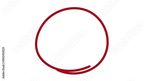 hand drawn red circle animation on transparent background. red circle brush drawn, brush stroke circle highlighter scribble animation.  4k animation video