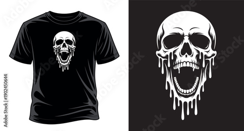 Screaming melting skull for t-shirt print