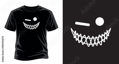 Winking stitched mouth ghost face for t-shirt print