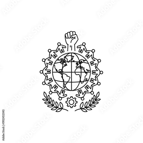Labor Workers Solidarity Illustration outline