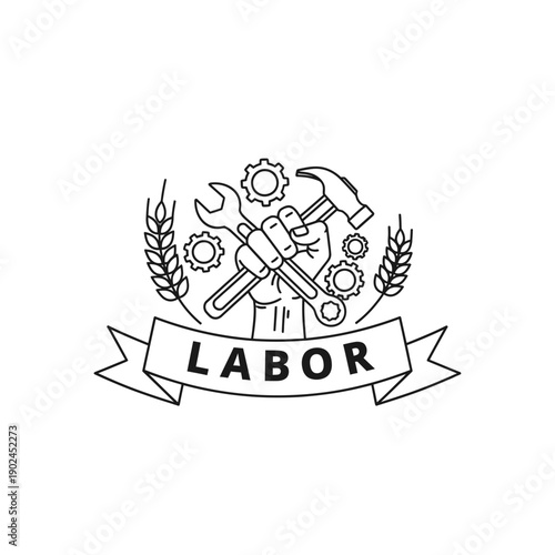 Labor Workers Solidarity Illustration outline