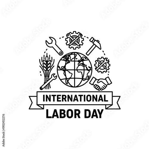 Labor Workers Solidarity Illustration outline