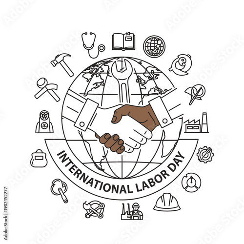 Labor Workers Solidarity Illustration outline