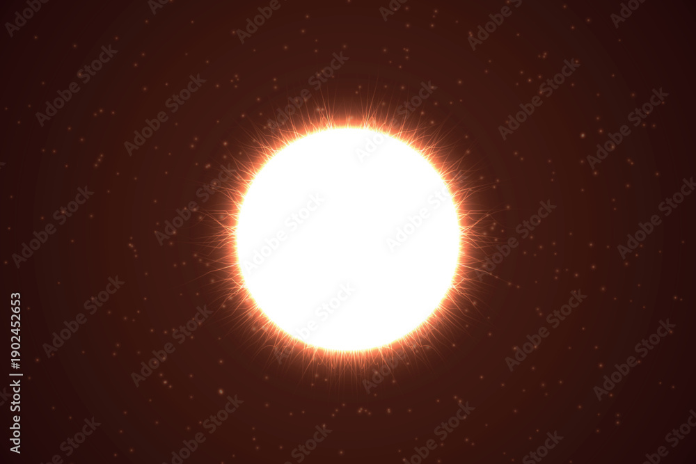 Fototapeta premium Glowing Sun Sphere With Fiery Energy Corona
