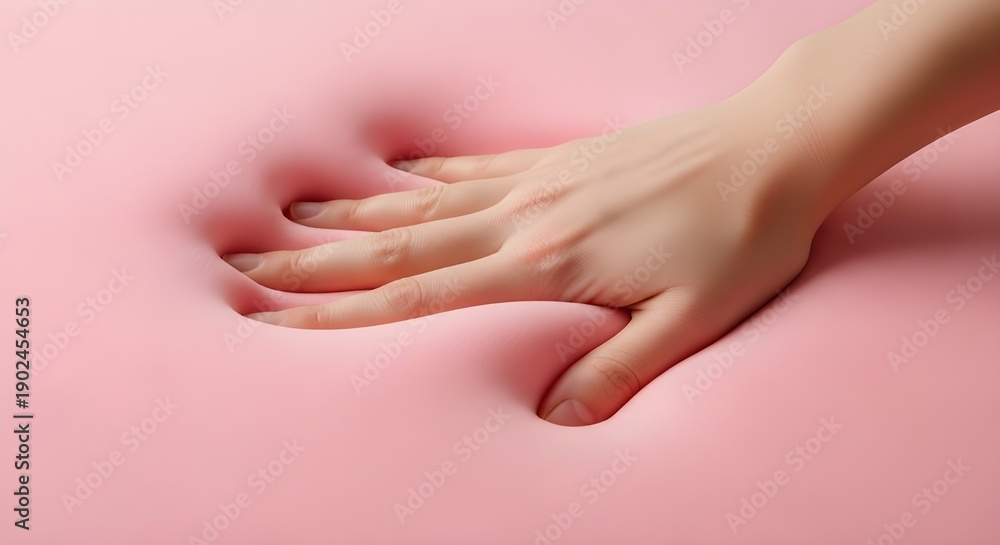 Fototapeta premium Memory Foam Compression – High-Speed Capture of Indentation Recovery in Pink Material