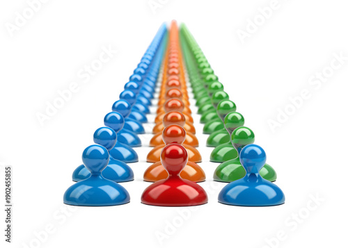 Leading the Pack: A vibrant display of abstract figures marching in formation, symbolizing leadership, teamwork, and a unified vision for a business, strategy or marketing.