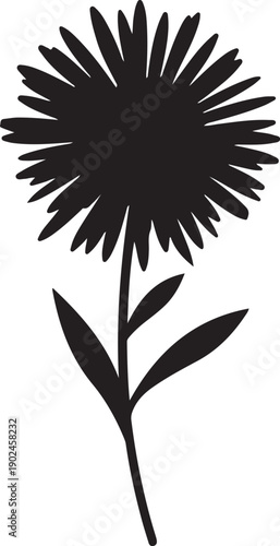 Simplestylizedflowerillustrationwithleavesandstemisolatedontransparentbackground