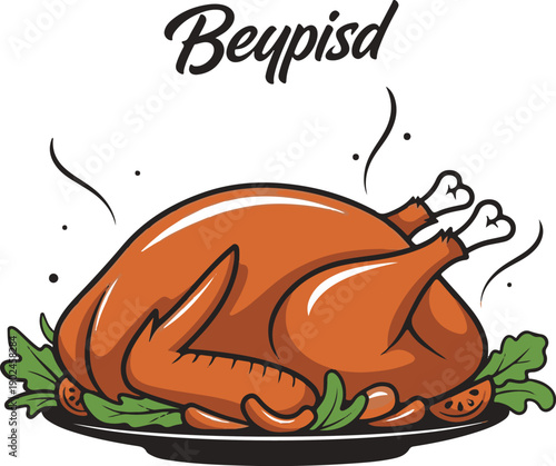 Roasted turkey silhouette on a platter with vegetables