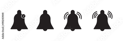 notification bells icon set. Notification Bell silent icons collection. New message notification or alert symbol.