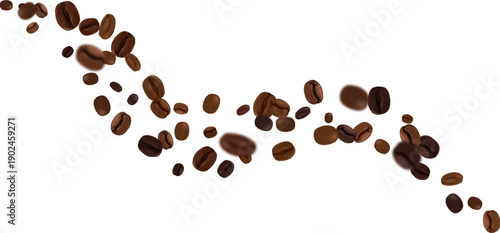 Coffee beans realistic design flying decoration element isolated vector illustration. Morning drink
