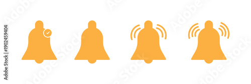 notification bells icon set. Notification Bell silent icons collection. New message notification or alert symbol.