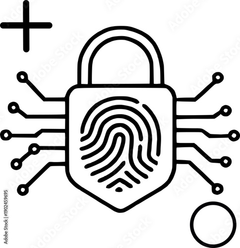 Fingerprint Lock Technology Cyber Security Vector Icon