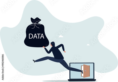 Thief steals data. Hacking concept.life and employment of people.