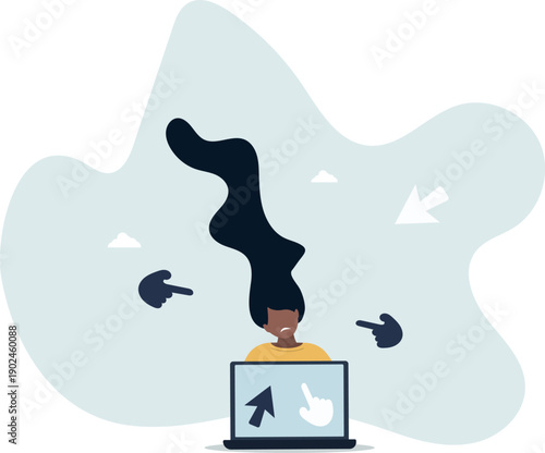 Online teasing and ridicule. The concept of bullying and poor communication with negative emotions.