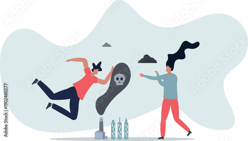 Industrial emissions from factory chimneys pollute the environment.