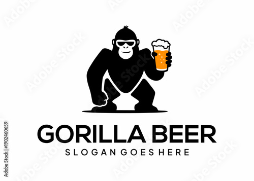 logo vector gorilla holding beer