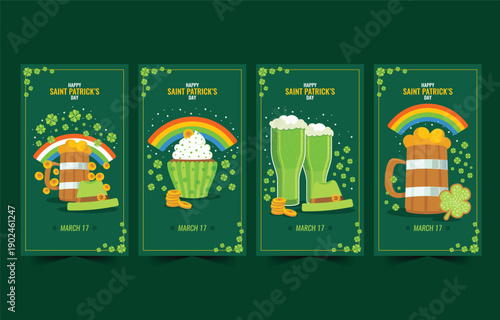 Four st patrick s day themed mobile phone backgrounds with festive illustrations