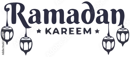 Ramadan Kareem Hand Lettering Typography with Lantern Decoration