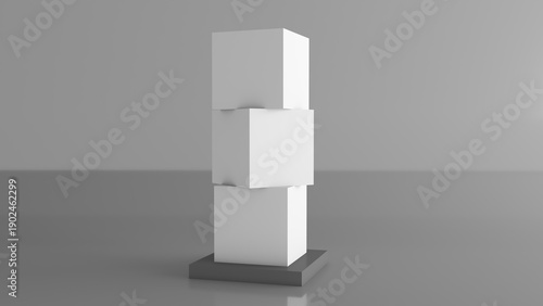 Three stacked cube mockups designed for digital advertising, branding, and video presentation.