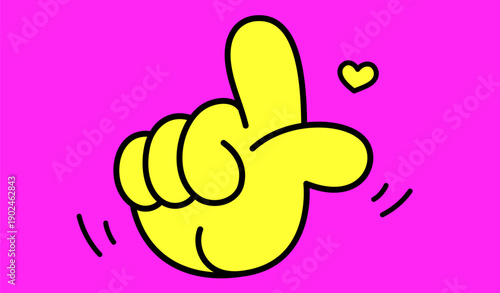 Love gesture for follower. Hand sign for like. Finger heart. Love heart and hand sticker. Romantic love and hand message. Finger social media post. Finger valentine gift. Vector Illustration