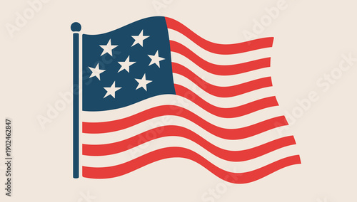 American flag and USA symbol. United States flag with stars and stripes. Patriotic American flag for USA national holidays. United States of America national USA symbol. Vector Illustration