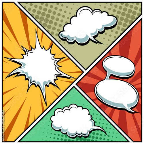 Wallpaper Mural Colorful Pop Art Comic Panels With Speech Bubbles Torontodigital.ca