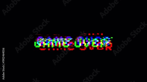 Wallpaper Mural Looped GAME OVER animation with glitch effect isolated on black background. Glitch GAME OVER video game screen. 4k animation. Alpha channel. Torontodigital.ca