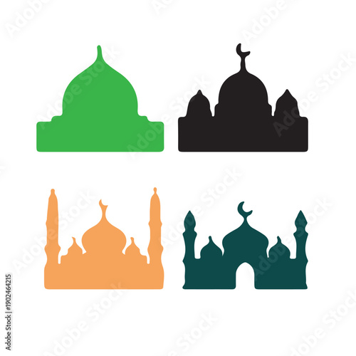 Islamic Mosque Silhouette Icon Set