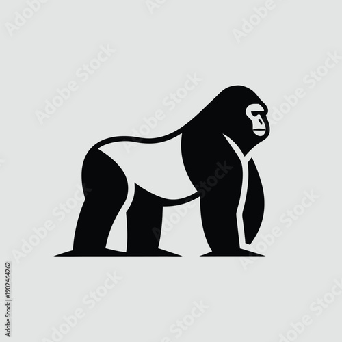 Bold abstract gorilla ape primate wild animal symbol vector illustration