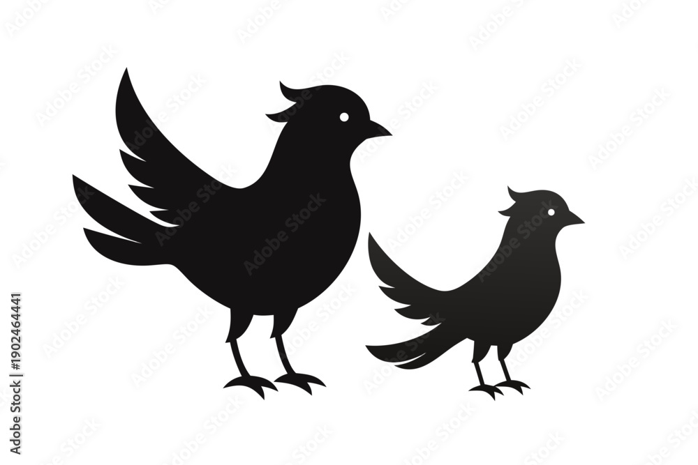 Fototapeta premium Decorative Birds Silhouette Vector, Minimal Nature Art