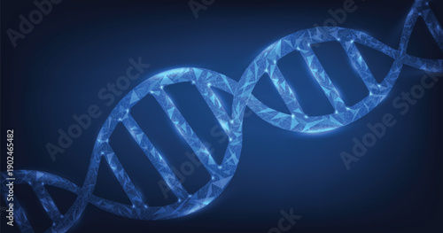 Modern genetics background.Depicting innovation in shape of a DNA double helix on dark blue background. Science and Technology concept. Vector illustration